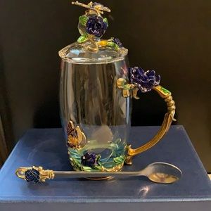 Beautiful glass tea cut with spoon